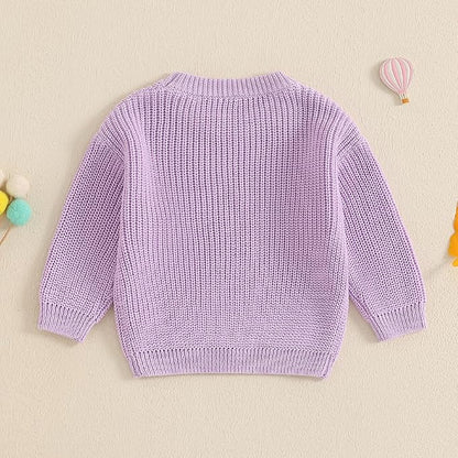 Mommy and Me Sweater Matching Family Outfit Long Sleeve Knit Sweater Pullover Mom and Baby Clothes