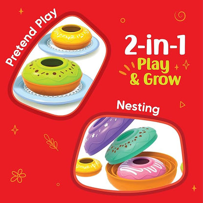 Imagimake Nesting Doughnuts | Leaps & Bounds Baby Toys for 12+ Months | Learning Toys for 1 + Year Old Toddlers and Infant | 2-in-1 Play & Learn | Montessori Baby Toy | Birthday Gifts for 1 Year Old
