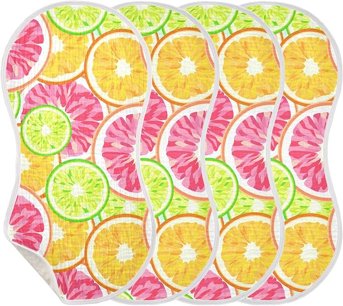 vvfelixl Muslin Burp Cloths Orange Grapefruit Lime Lemon Baby Washcloths for Baby Girl Boys 2 Pack