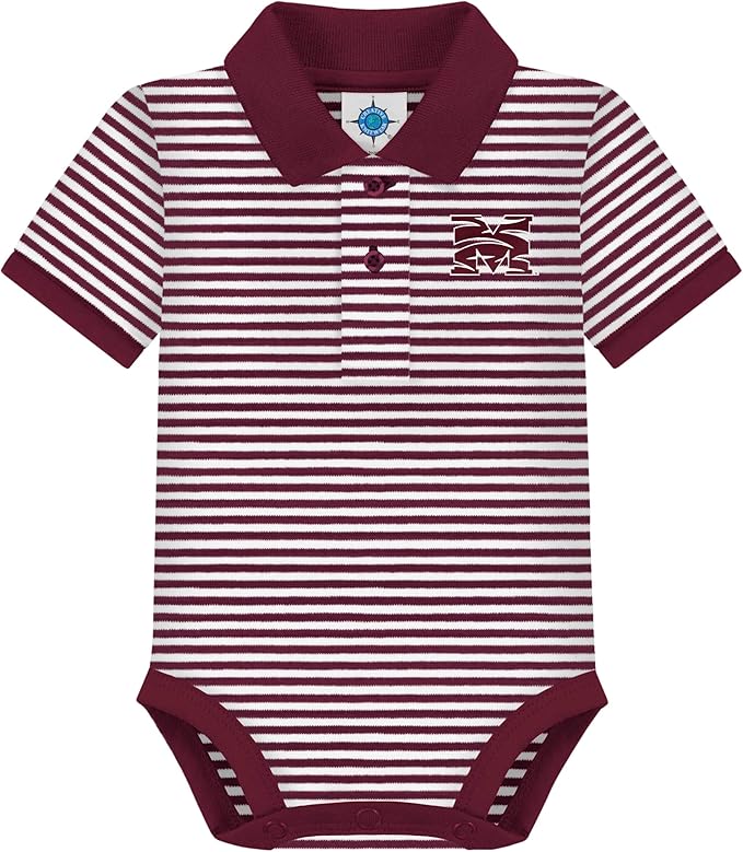 Creative Knitwear College Baby Striped Polo Bodysuit - Team Logo, Multiple Colors, for Boys & Girls (0-12 Months)