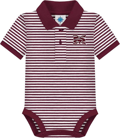 Creative Knitwear College Baby Striped Polo Bodysuit - Team Logo, Multiple Colors, for Boys & Girls (0-12 Months)