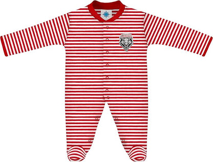 Creative Knitwear College Baby Striped Footed Romper - Team Logo, Multiple Colors, for Boys & Girls (0-9 Months)