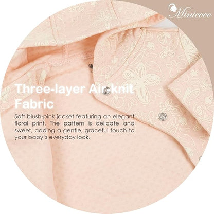 100% Cotton Baby Girl Fall Hoodies Jacket, Comfortable Soft Baby Spring Jacket,0-12Months Pink Jacket Coat