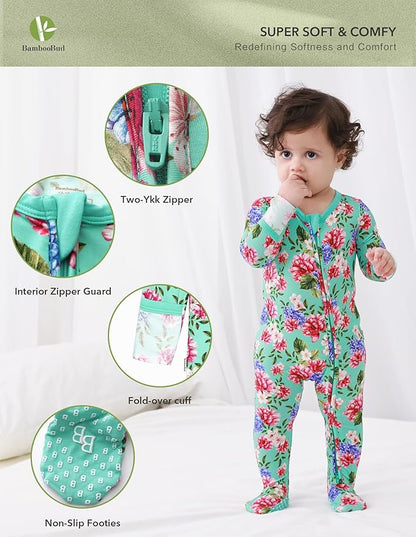 Baby Footie Romper Pajamas Unisex Newborn Infant Pjs Soft Rompers Viscose from Bamboo Sleepwear