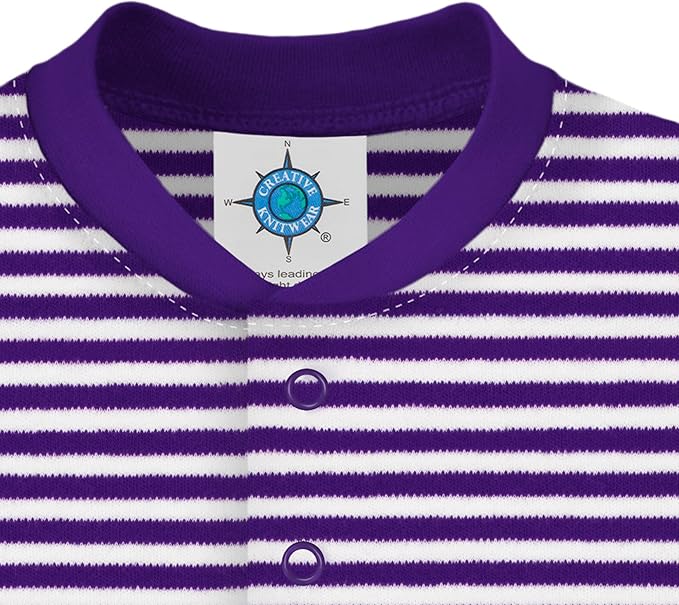 Creative Knitwear College Baby Striped Footed Romper - Team Logo, Multiple Colors, for Boys & Girls (0-9 Months)