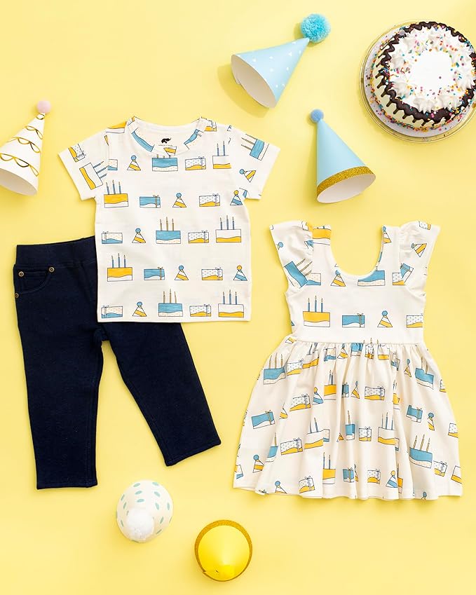 Monica + Andy Crewneck Tee, 100% Organic Cotton Clothes for Girls & Boys, Printed T-Shirt Sizes for Kids, Toddler & Baby