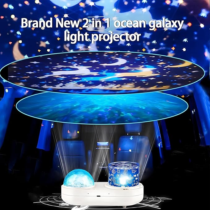 Ocean Kids Night Light Projector,360°Rotating Jellyfish Lamp Projector with 7 Films & Timer Sensory Lights,Baby Toddler Bedroom Ceiling Projector, Birthday Christmas Gifts for Children Adults