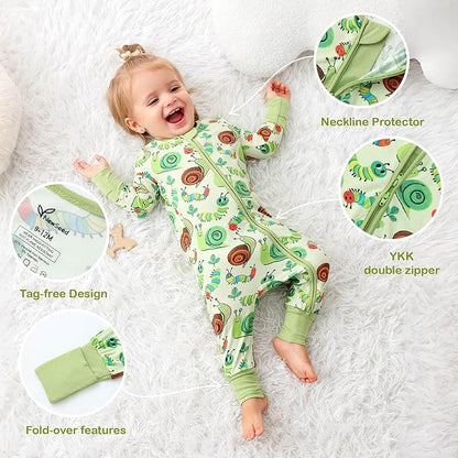 Unisex Infant Neutral Zipped Footies, Viscose from Bamboo 2-Way Zipper Romper Outfit, 0-24 Months One-piece Jumpsuit