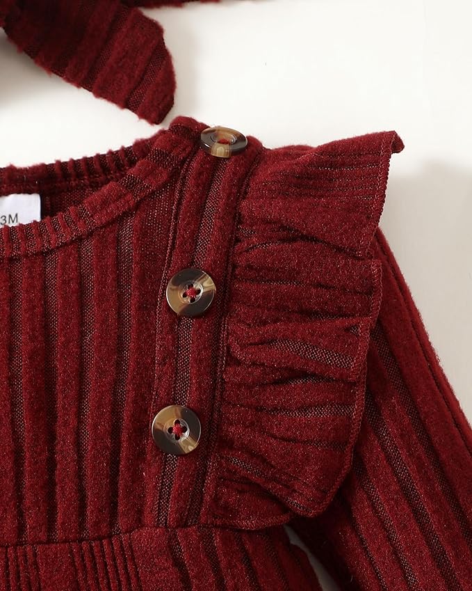 Infant Baby Girl Clothes Newborn Girl Romper Fall Winter Outfit Ruffle Long Sleeve Jumpsuit Romper Cute Baby Girl Outfit