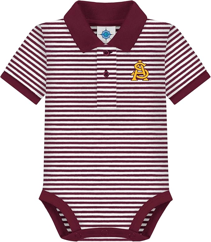 Creative Knitwear College Baby Striped Polo Bodysuit - Team Logo, Multiple Colors, for Boys & Girls (0-12 Months)