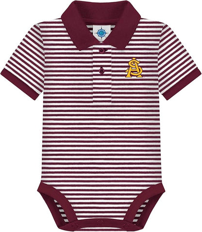 Creative Knitwear College Baby Striped Polo Bodysuit - Team Logo, Multiple Colors, for Boys & Girls (0-12 Months)