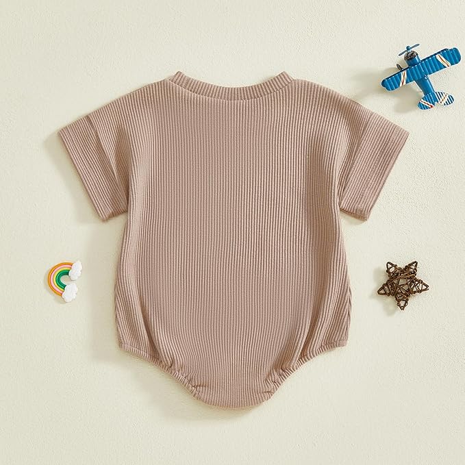 Merqwadd Baby Summer Bubble Romper Infant Boy Girl Short Sleeve Onesie Oversize Cotton T-shirt Bodysuit Top