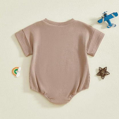 Merqwadd Baby Summer Bubble Romper Infant Boy Girl Short Sleeve Onesie Oversize Cotton T-shirt Bodysuit Top