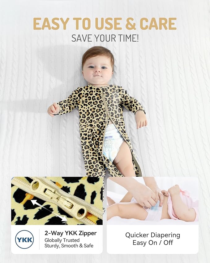 HAPIU Rayon from Bamboo Baby Footed Pajamas, 2 Way Zipper YKK, Footie for Baby Boy Girls, Newborn-24 Months