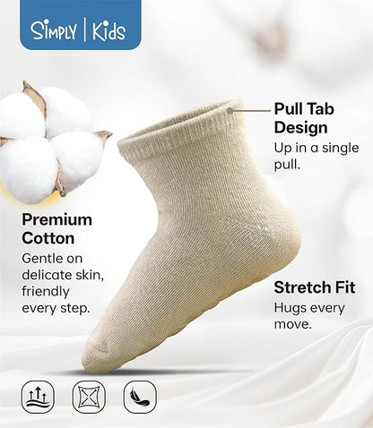 Baby Mid-Crew Socks with Grips (9 Pairs) for 0-7 Years Old Toddler Boy Girl Kids