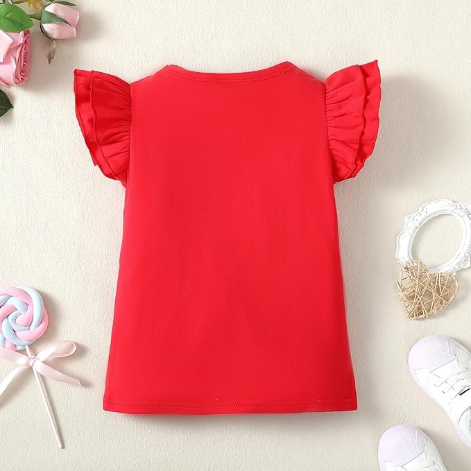 12M-14Y Toddler Baby Girls T Shirt Solid Color Blouse Ruffle Top Cotton Casual Tees Plain Shirt