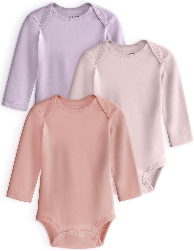 Yoofoss Baby Bodysuits 100% Organic Cotton Baby Onesie Long Sleeve Baby Boys Girls Clothes Soft Newborn Infant Romper, 3 Pack
