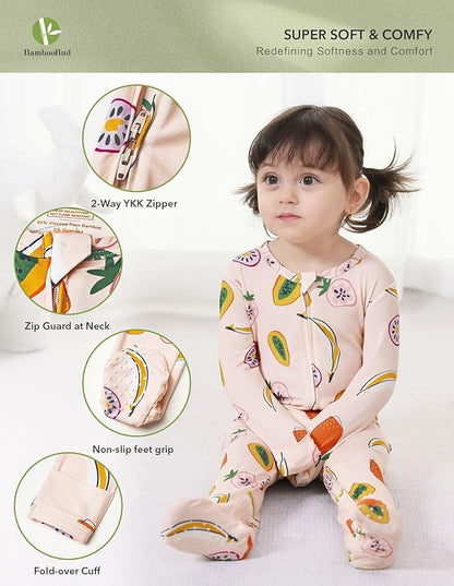 Baby Footie Romper Pajamas Unisex Newborn Infant Pjs Soft Rompers Viscose from Bamboo Sleepwear