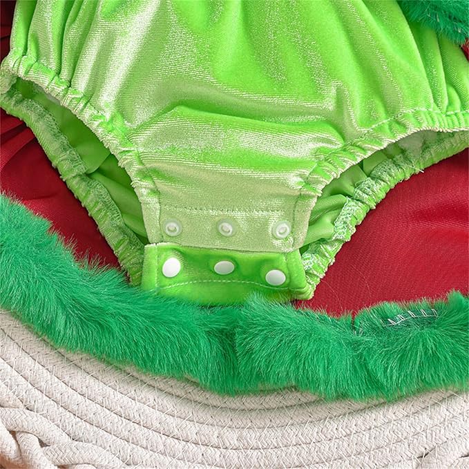 Newborn Infant Baby Girl Christmas Clothes Santa Claus Romper Dress Fur Trim Velvet Jumpsuit Bodysuit Hat Costume