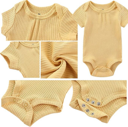 Baby Boy Girl Short Sleeve Bodysuits New Born 100% Cotton Clothes 5-Pack 0-12M