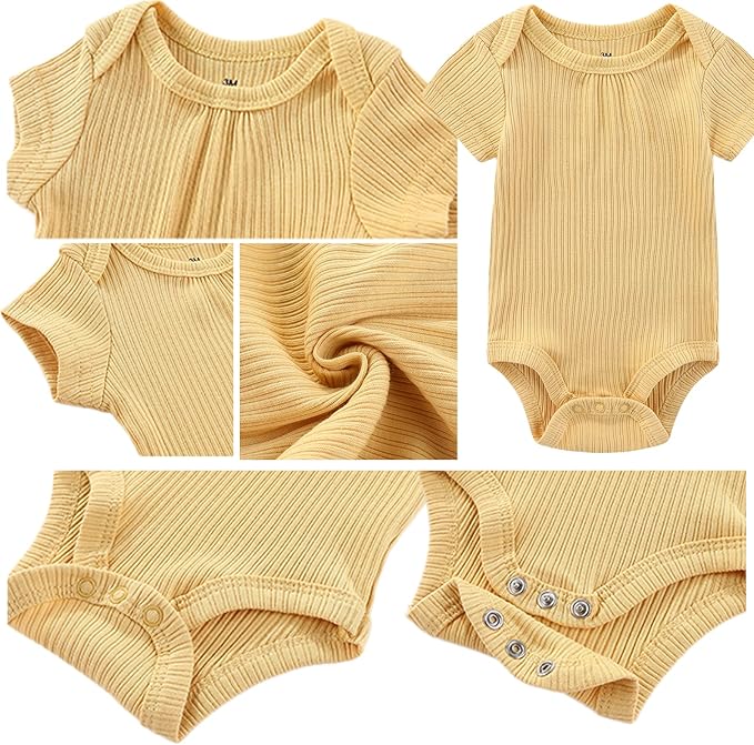 Baby Boy Girl Short Sleeve Bodysuits New Born 100% Cotton Clothes 5-Pack 0-12M