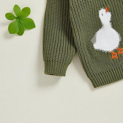 Baby Girl Cardigan Sweater Toddler Goose Embroidered Button Down Knit Sweaters Fall Winter Knitwear Jacket Clothes