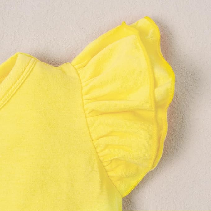 12M-14Y Toddler Baby Girls T Shirt Solid Color Blouse Ruffle Top Cotton Casual Tees Plain Shirt