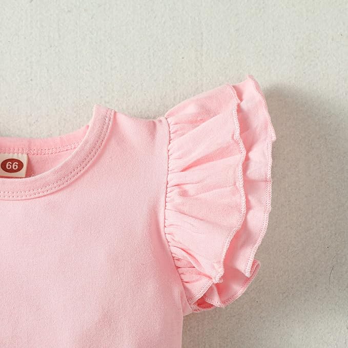 Baby Girl Solid Color Romper Infant Ruffle Sleeve Bodysuit One Piece Outfit Toddler Jumpsuit clothes