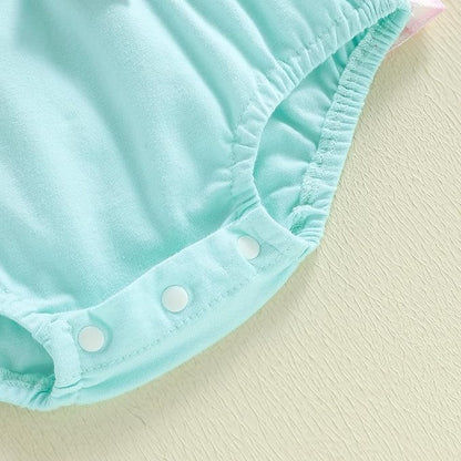 Newborn Outfits Baby Girl Clothes Summer Fly Sleeve Ice Cream Embroidery Romper Plaid Bow Ruffle Bodysuit Jumpsuit
