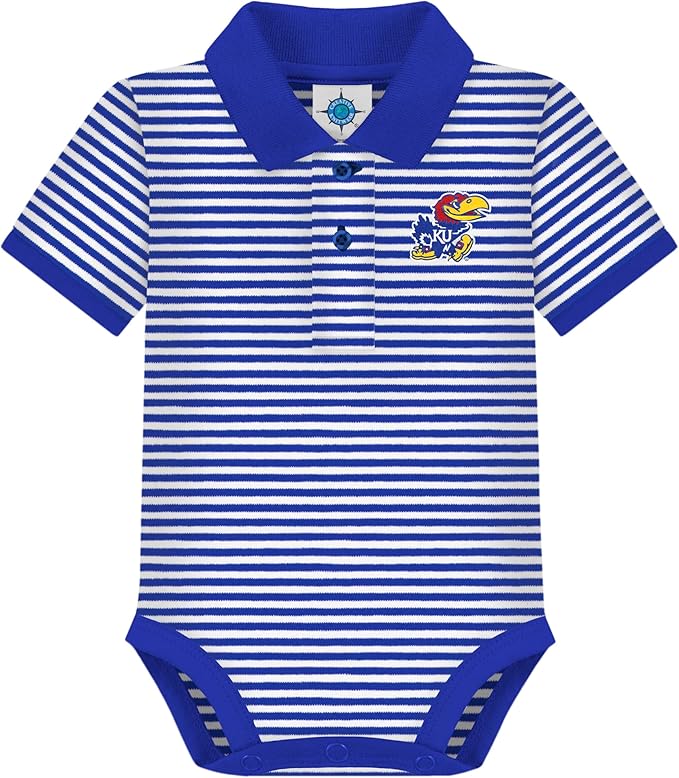 Creative Knitwear College Baby Striped Polo Bodysuit - Team Logo, Multiple Colors, for Boys & Girls (0-12 Months)