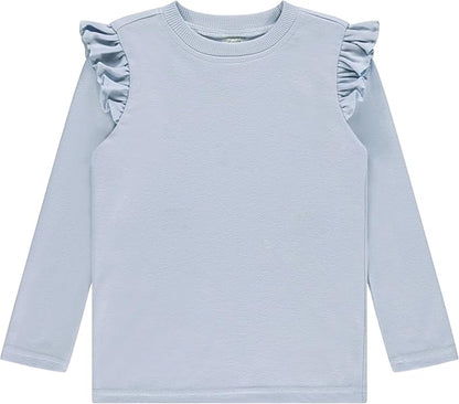 Cudlie 5-Pack Infant/Toddler Girl Long Sleeve Shirt - Basic Baby Tees, Blouses, Tops - Solid Print & Ruffled Tshirts