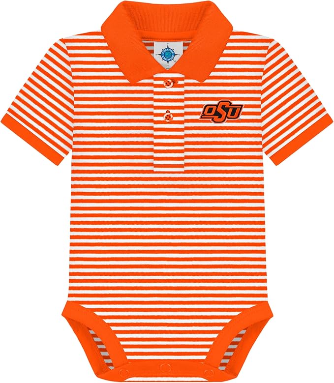 Creative Knitwear College Baby Striped Polo Bodysuit - Team Logo, Multiple Colors, for Boys & Girls (0-12 Months)