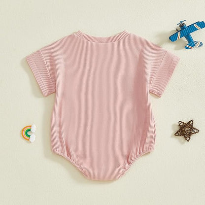 Merqwadd Baby Summer Bubble Romper Infant Boy Girl Short Sleeve Onesie Oversize Cotton T-shirt Bodysuit Top