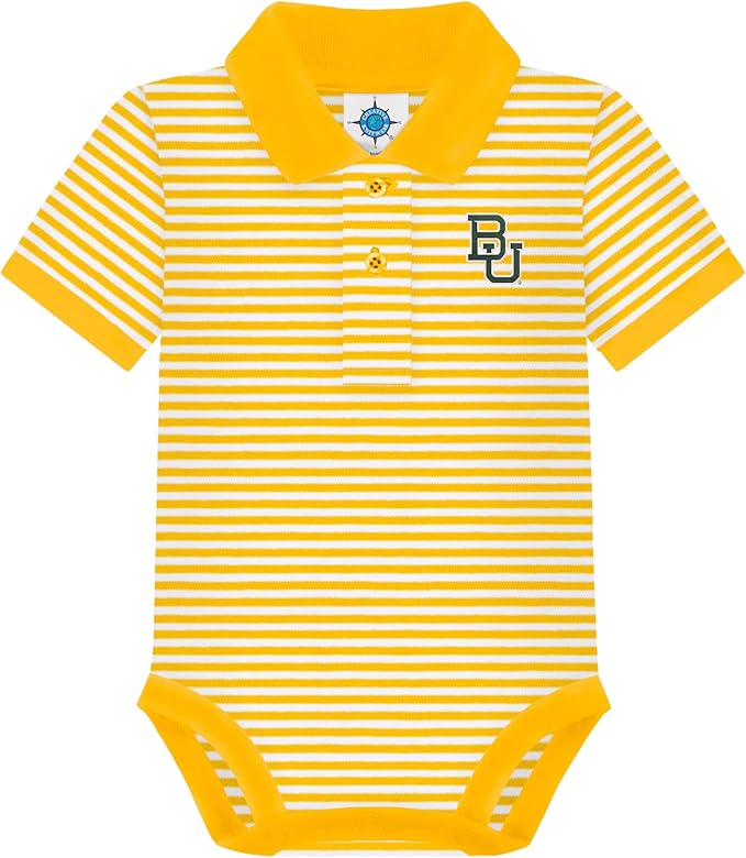 Creative Knitwear College Baby Striped Polo Bodysuit - Team Logo, Multiple Colors, for Boys & Girls (0-12 Months)
