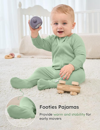 Yoofoss Baby Pajamas 100% Organic Cotton Baby Sleepers for Newborn 0-3 3-6 6-9 Months Boys Girl Clothes 3pcs Footed PJs