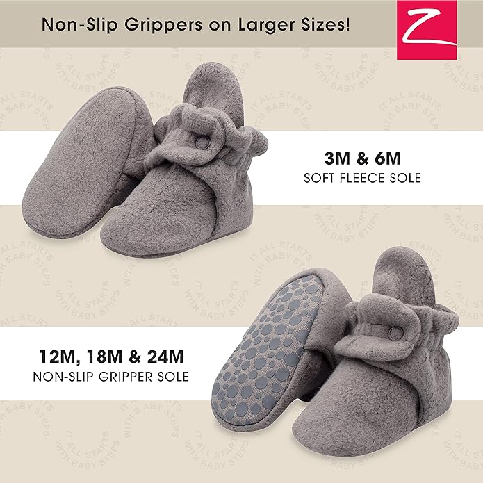 Zutano Unisex Fleece Baby Booties, Two Snap Closure, Newborn to 24 Months
