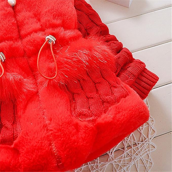 Baby Girls Infant Winter Knited Fur Outerwear Coats Snowsuit Clothing Jackets