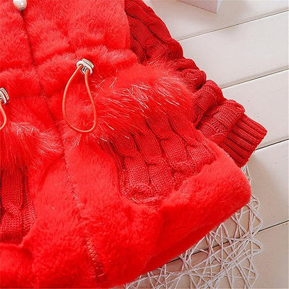 Baby Girls Infant Winter Knited Fur Outerwear Coats Snowsuit Clothing Jackets