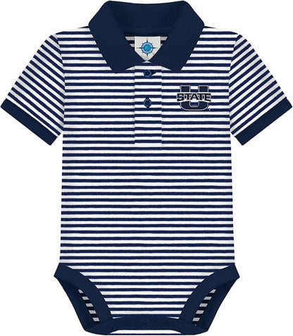 Creative Knitwear College Baby Striped Polo Bodysuit - Team Logo, Multiple Colors, for Boys & Girls (0-12 Months)
