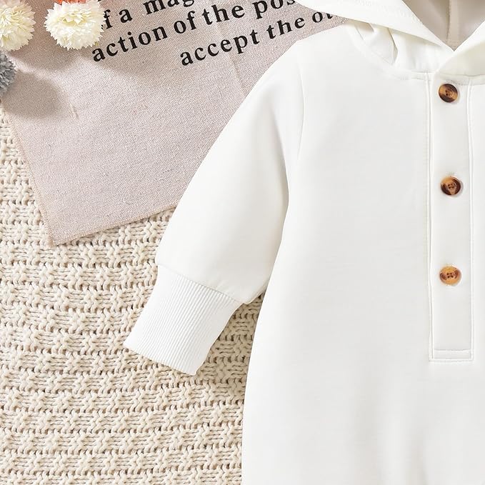 Unisex Baby Hooded Jumpsuit Infant Boy Girl Long Sleeves Romper Fall Winter Spring Outfits Preemie-18 Months