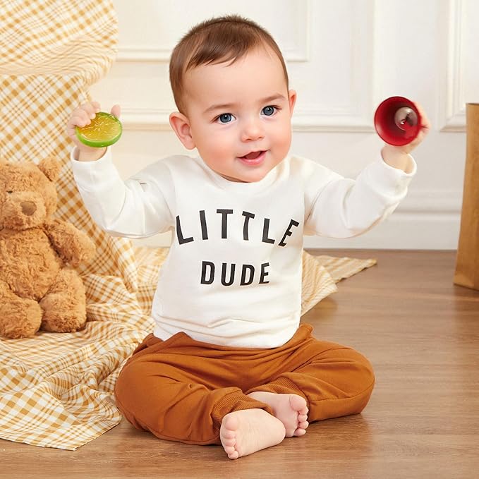 Murnouche Toddler Baby Boy Fall Winter Outfits Letter Crewneck Sweatshirt Casual Pants 2Pcs Clothes Set