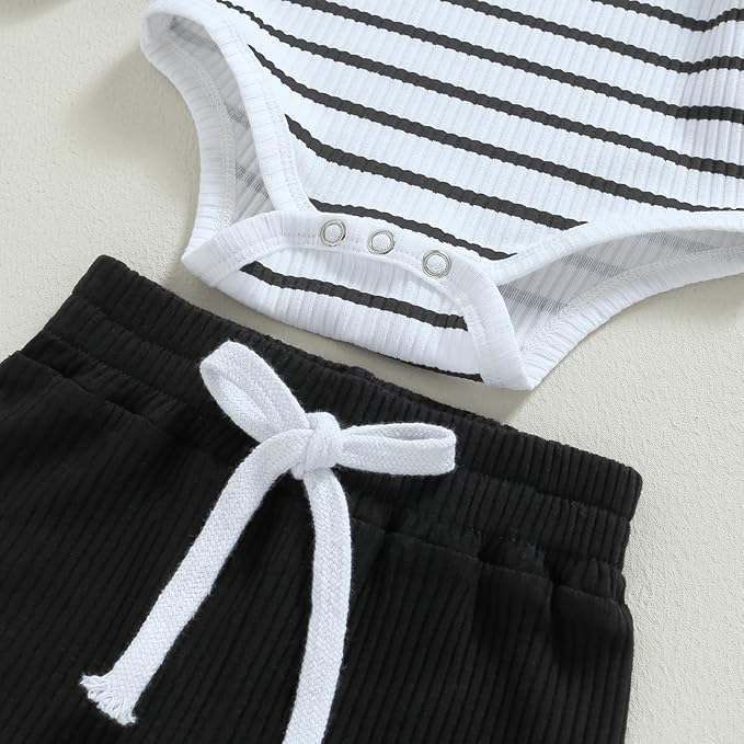 Newborn Baby Boy Girl Clothes Ribbed Knitted Long Sleeve Romper Pants Solid Cotton Infant Fall Winter Outfits 2Pcs