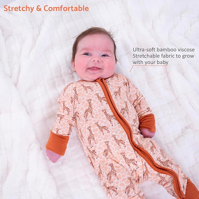 LollyBanks Baby Pajamas, 2-Way Zipper Infant Romper, 95% Viscose Made from Bamboo and 5% Spandex, Baby Sleepers