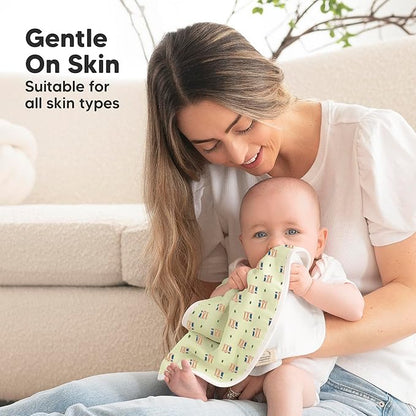 5-Pack Muslin Burp Cloths Baby Boy, Girl - Very Absorbent Baby Burp Cloth Rags, 8-Layers Viscose Derived from Bamboo Cotton Muslin Towel, Super Soft Spit Up Rags, No Shrink Washcloths (Toy Land)