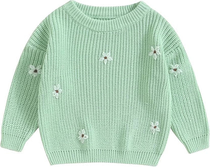 Mubineo Baby Girl Winter Clothes Cute Flower Sweater Crewneck Pullover Long Sleeve Knit Newborn Infant Sweaters