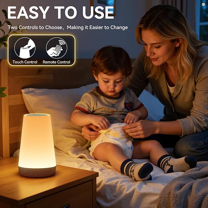 Auxmir Night Light, Dimmable Touch Lamp for Bedroom, 13 RGB Colors & 5 Brightness, Portable Rechargeable Bedside Table Lamp for Baby Nursery, Night Lights for Bedroom Living Room Bathroom Hallways