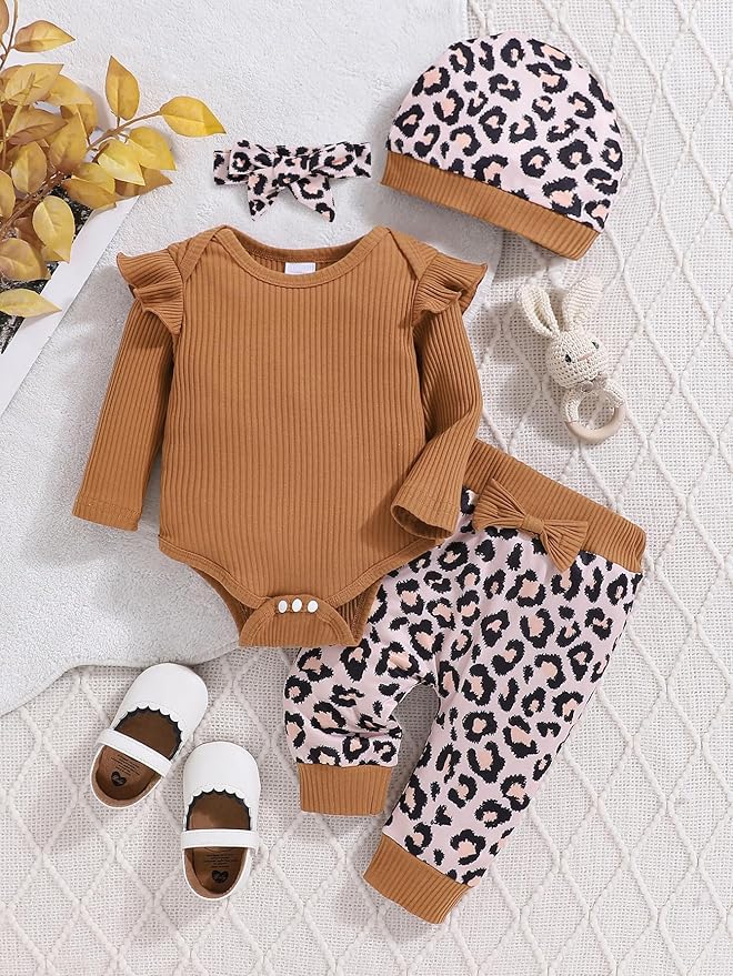 Baby Girl Clothes Newborn Infant Outfits Cute Summer Clothes Spring Romper Set+Hat+Headband