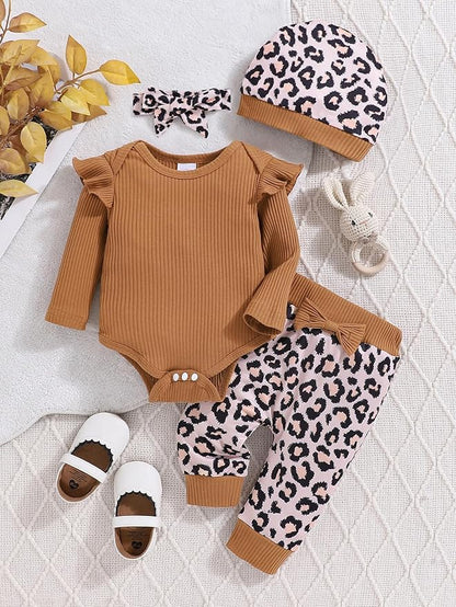 Baby Girl Clothes Newborn Infant Outfits Cute Summer Clothes Spring Romper Set+Hat+Headband