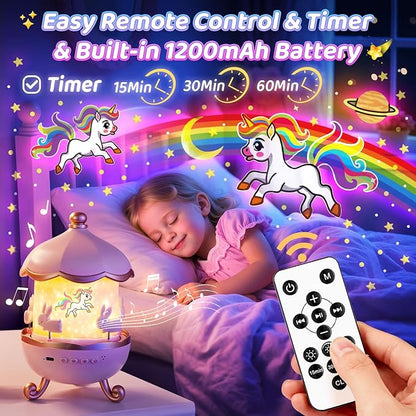 Onefire Night Light for Kids Gifts, 15 Sound Machine Baby Night Light, 15 Films Star Projector for Kids Room Decor, Brightness Unicorn Light Projector for Toddler Girl Toys, Valentines Gifts for Kids