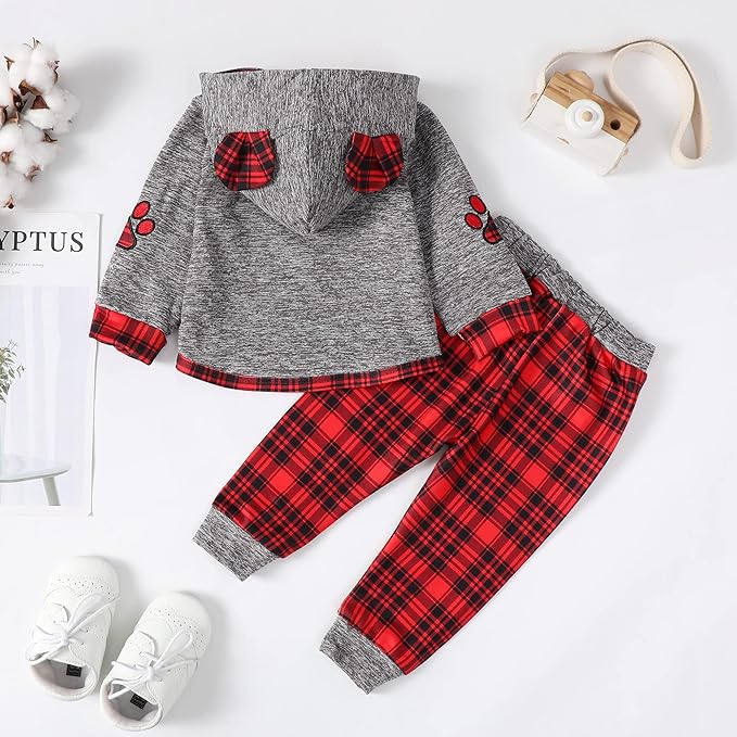 Toddler Baby Boy Clothes Infant Newborn Boy Outfit Long Sleeve Hoodie Sweatshirt Pants Fall Winter Clothes Set